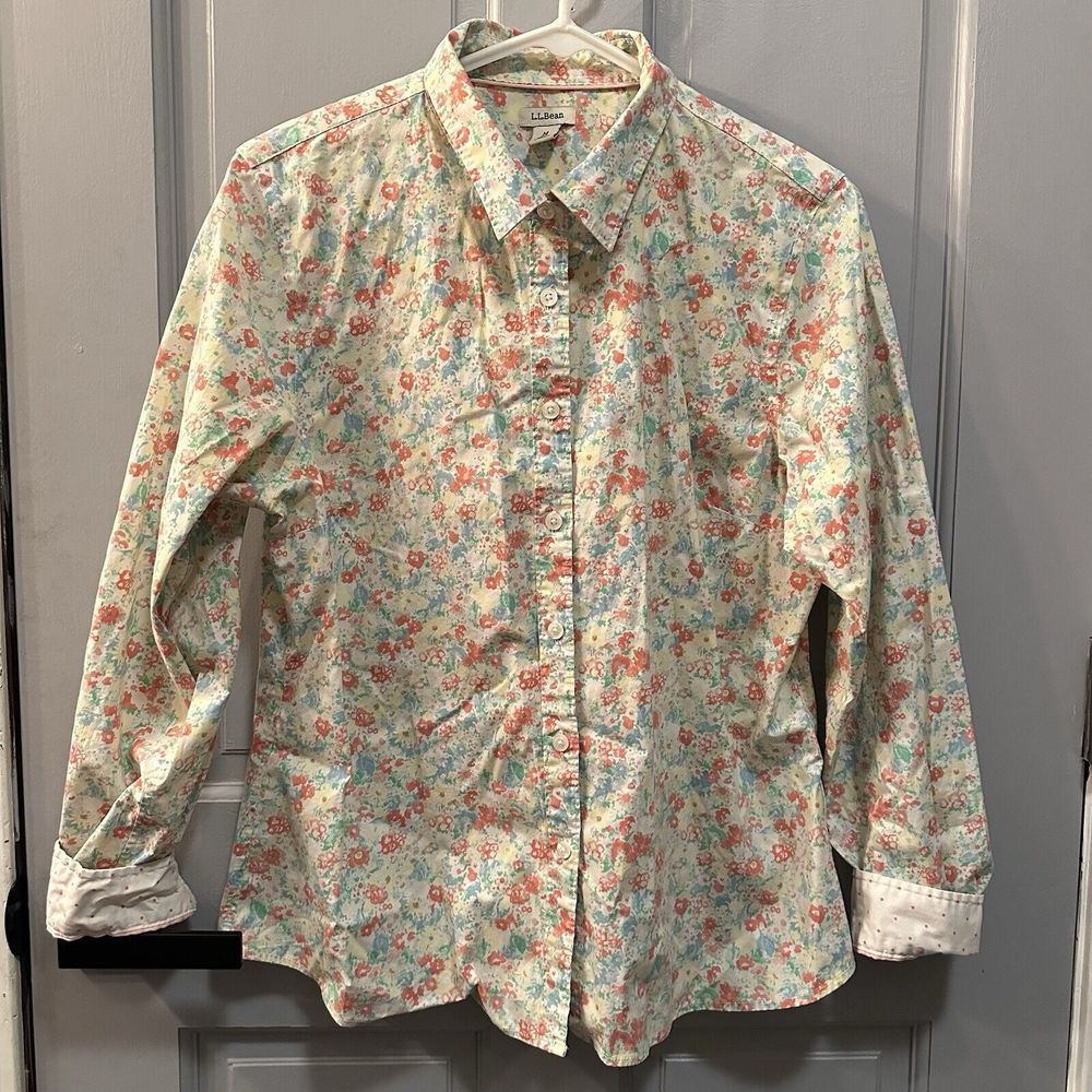 VTG L.L.Bean Shirt Woman's M Floral Cottagecore Print Y2K Retro Flowers 288651 - Picture 5 of 9